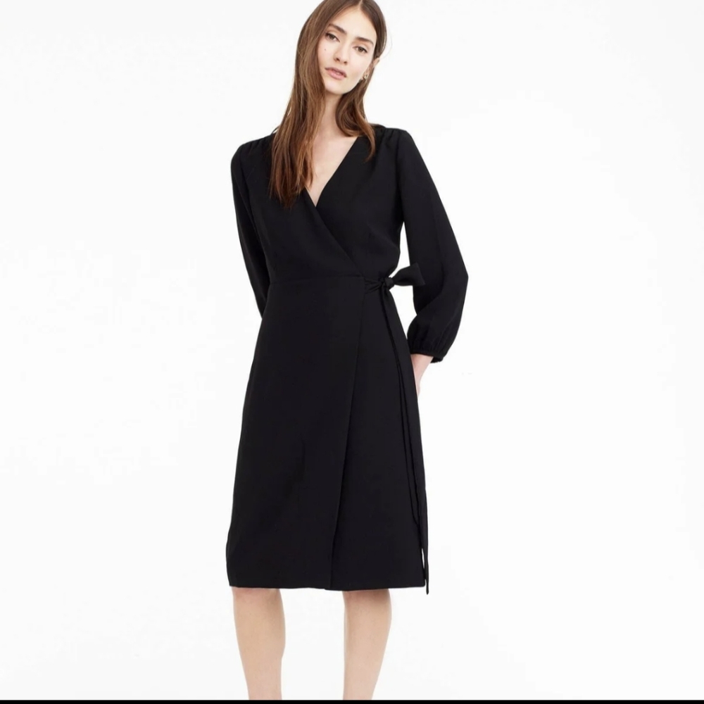 J. Crew 364 Crepe True Wrap Dress Black